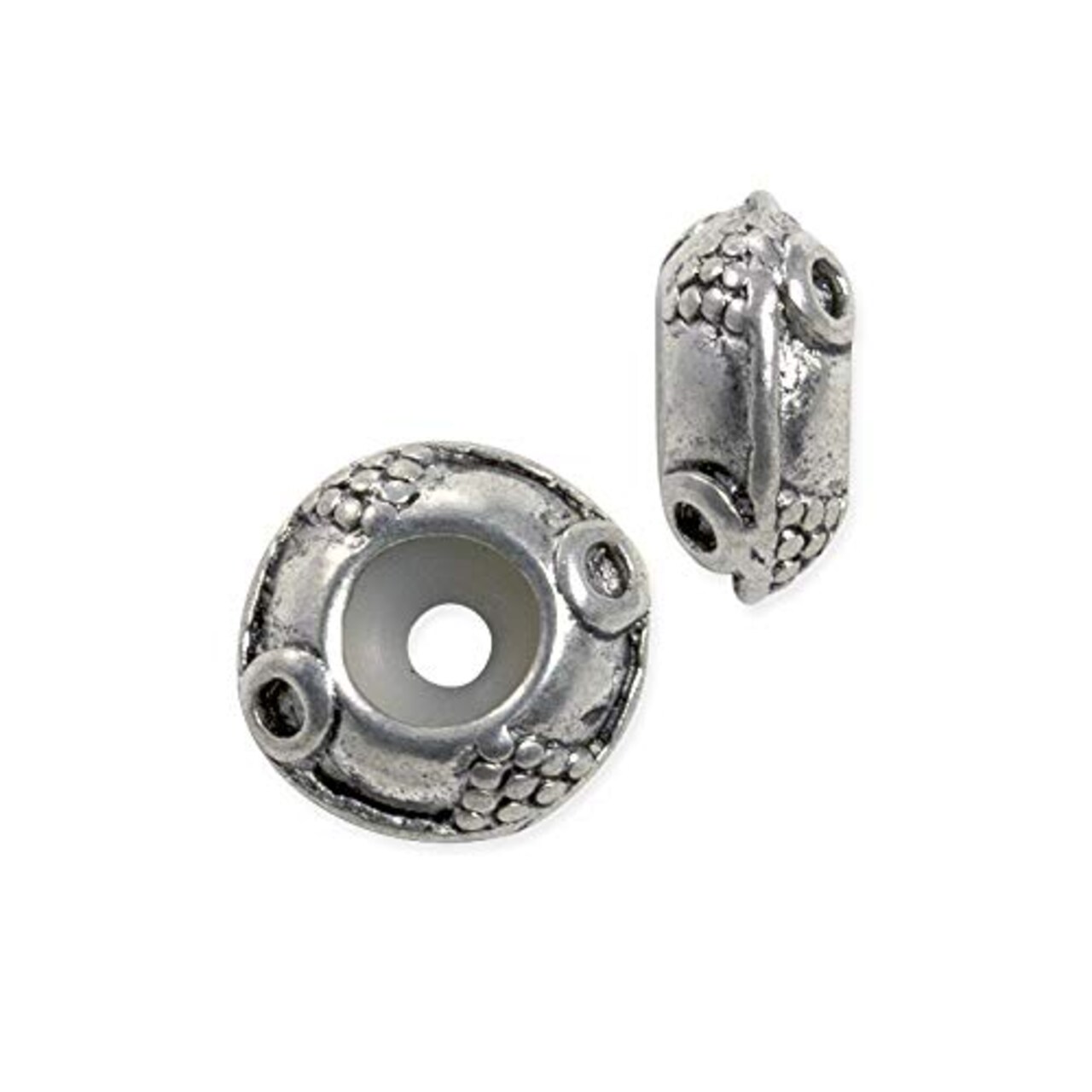 Bead Stopper with Circle Design 11x5mm Pewter Antique Silver Plated